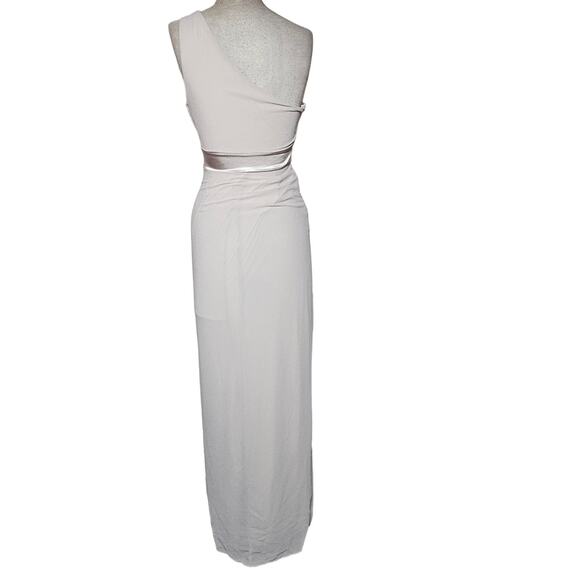 Cream One Shoulder Bodycon Maxi Dress Size 6 - Picture 2 of 4